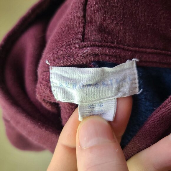 Retro 'Aeropostale' burgundy/navy split logo hoodie pullover sweatshirt men's XL - Picture 3 of 3